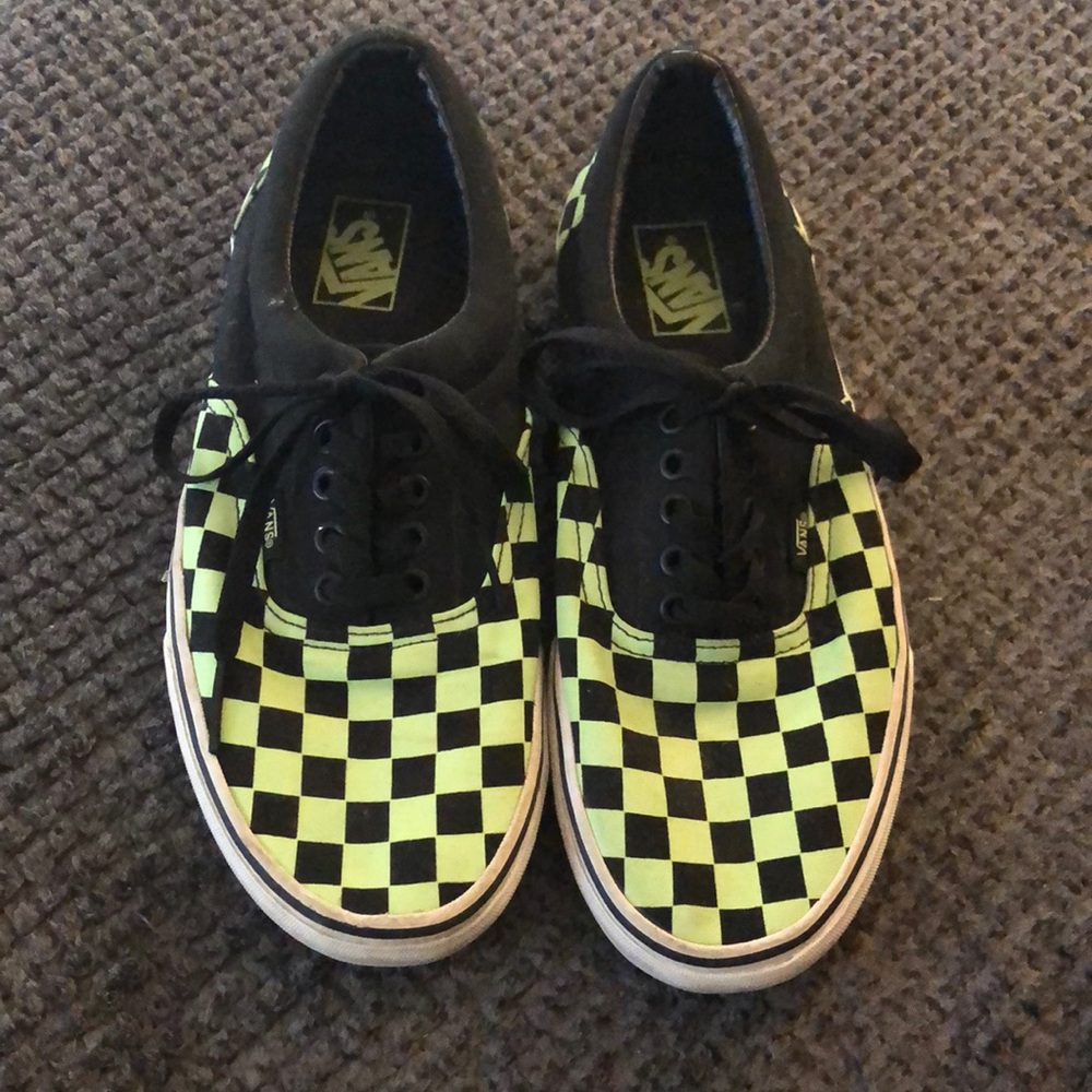 Size 9 black and green checkered Vans